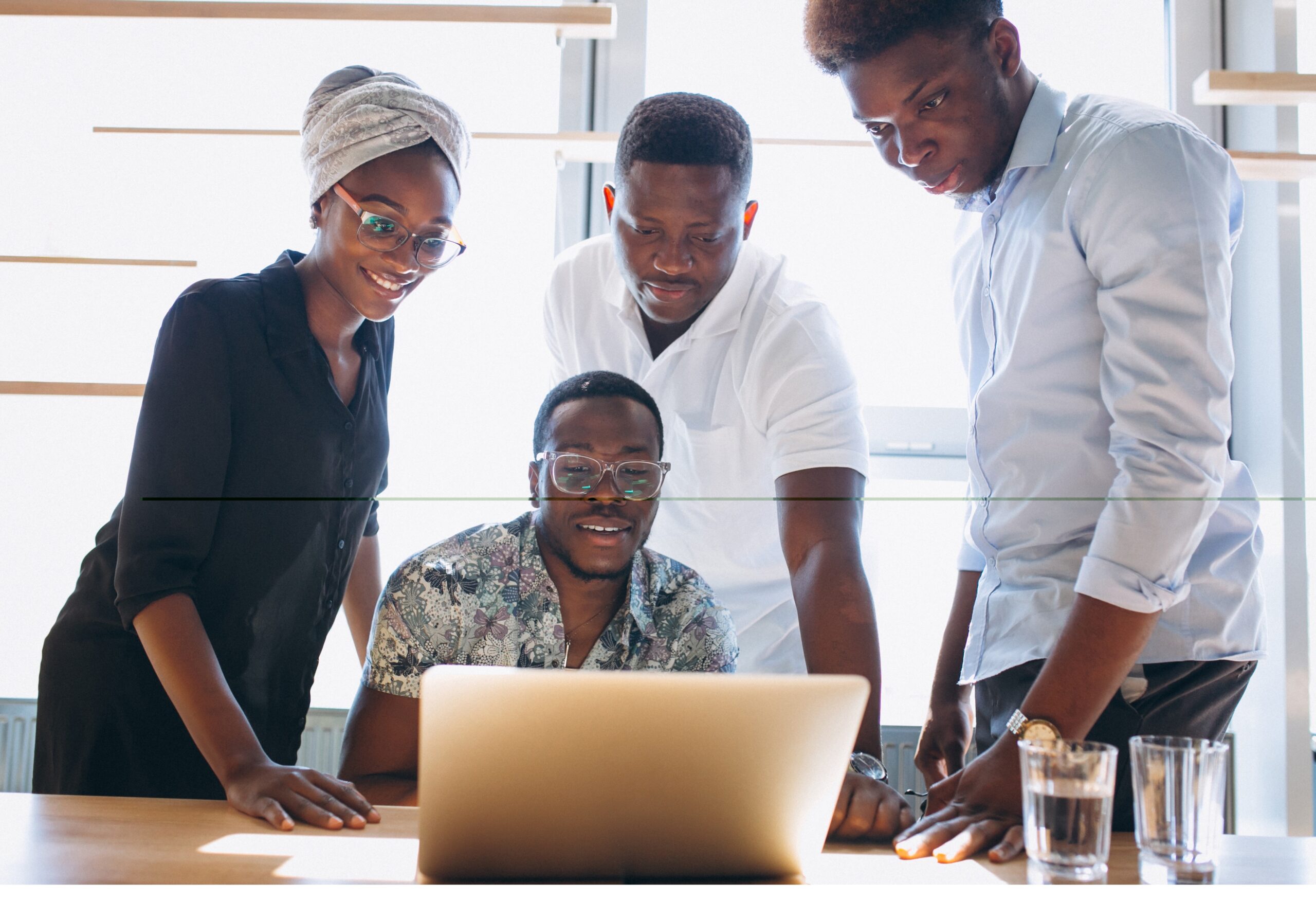 Group of afro americans working together